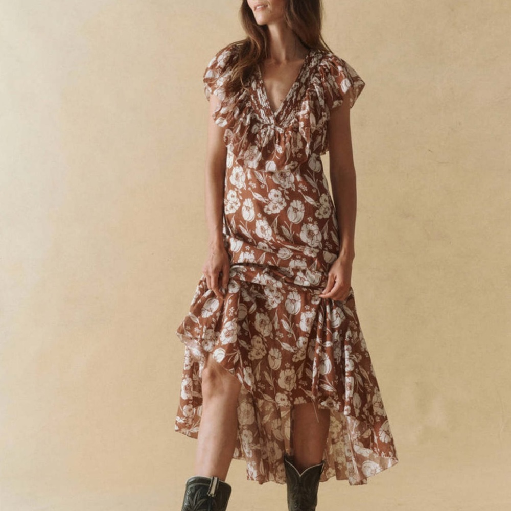 THE GREAT. The Renaissance Dress. Hickory Whisper Floral. Size 0. 🤎